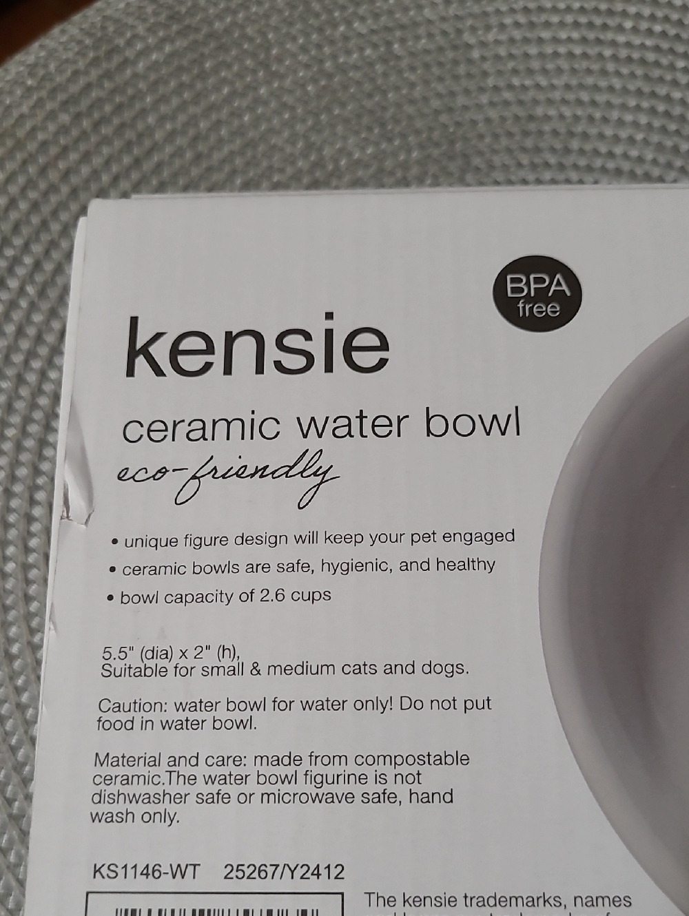 Kensie Ceramic Cat Water Bowl - Picture 5 of 6